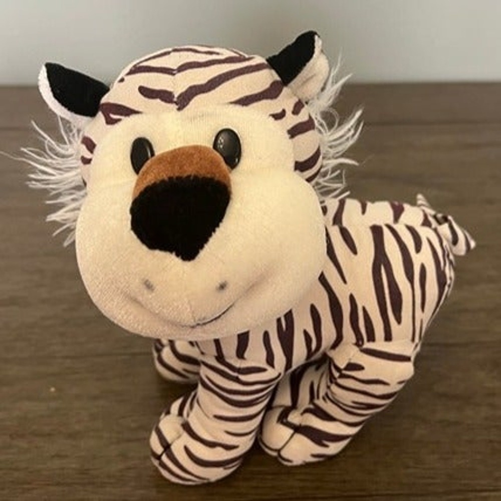 Ganz Webkinz White Tiger Plush Stuffed Animal Brown Cream Striped Toy No Code